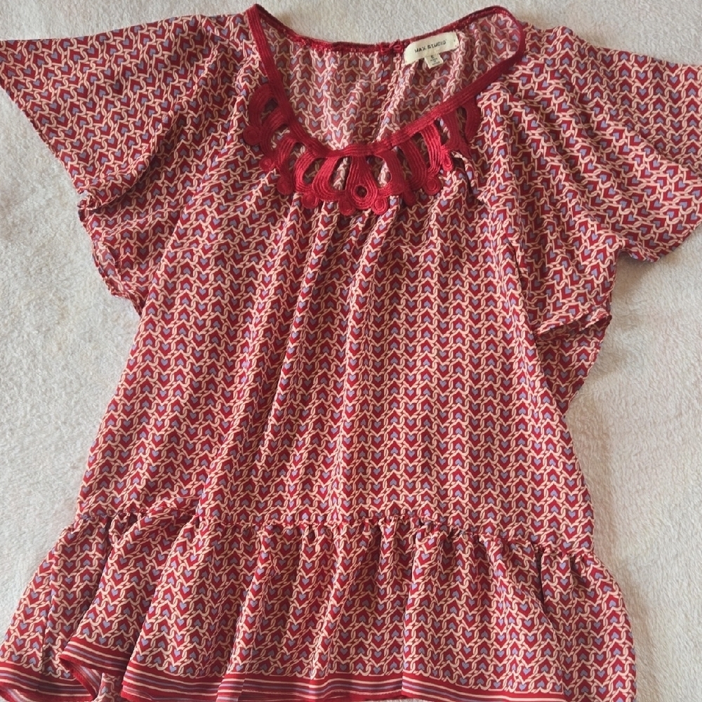 Max Studio S-L Y2K KAWAII Babydoll Ruffles Fun LACE TRIM GUC INTERTWINED 💙♥️🤍
